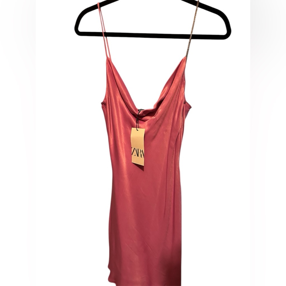 Zara Pink Satin Slip Dress